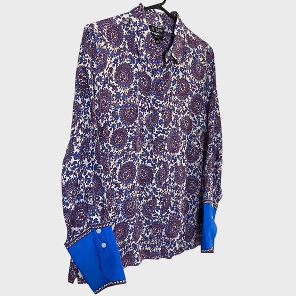J.Crew Drapey Cupro-Blend Hidden Button-Up Shirt Purple Women's 8 Classic-Fit - Picture 3 of 12